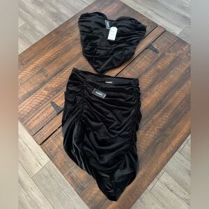 Express Black Velvet Skirt Set Body Contour Collection